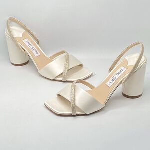 Jimmy Choo Plum Satin & Glitter Slingback Sandals size 39.5